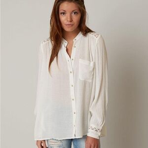 NWT Free People The Best Shirt | Ivory Crochet Button Up Top | Medium
